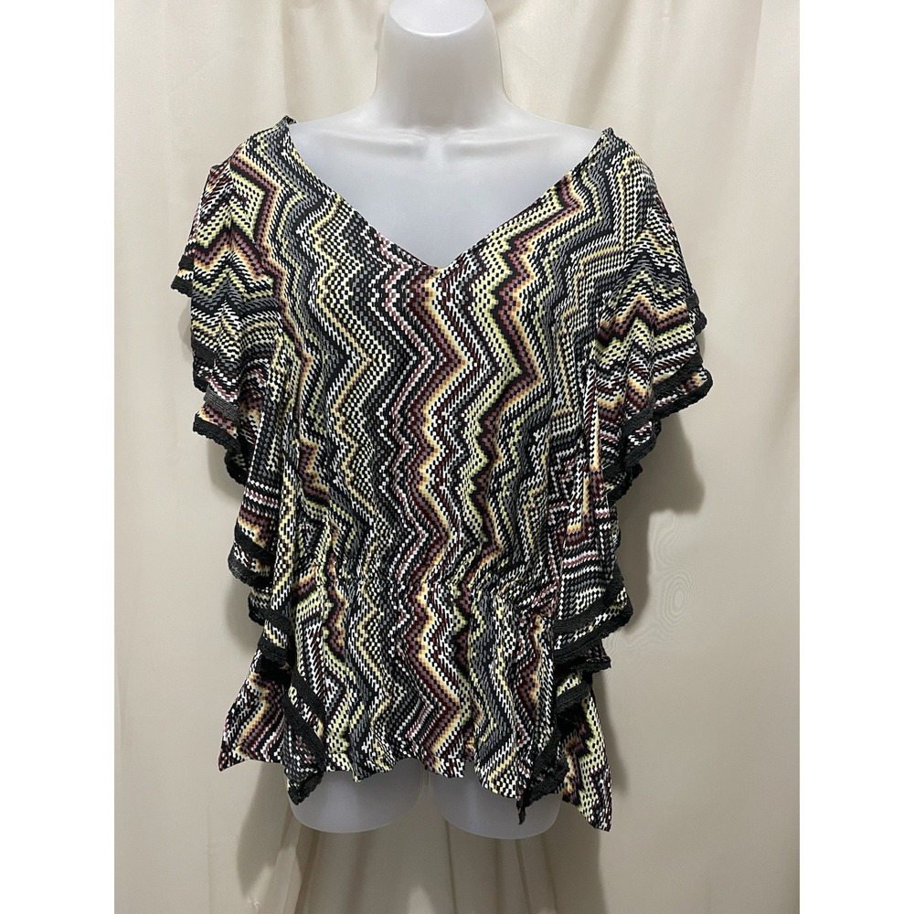 URBAN NOMAD Boho BLOUSE -Size L/XL Ruffle Sides Earthbound Trading Top Shirt
